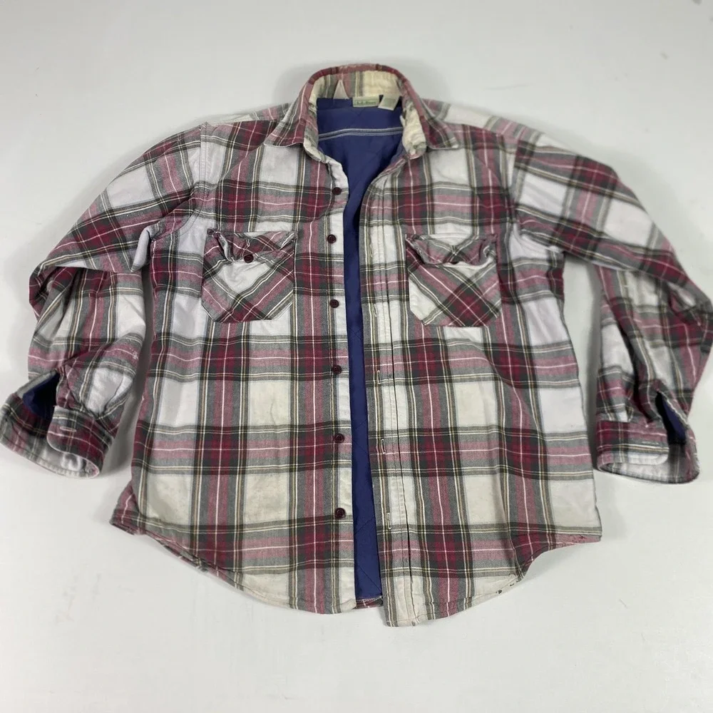 Vintage L.L. Bean Jacket Mens Medium Red Plaid Timberline Quilted Flannel USA